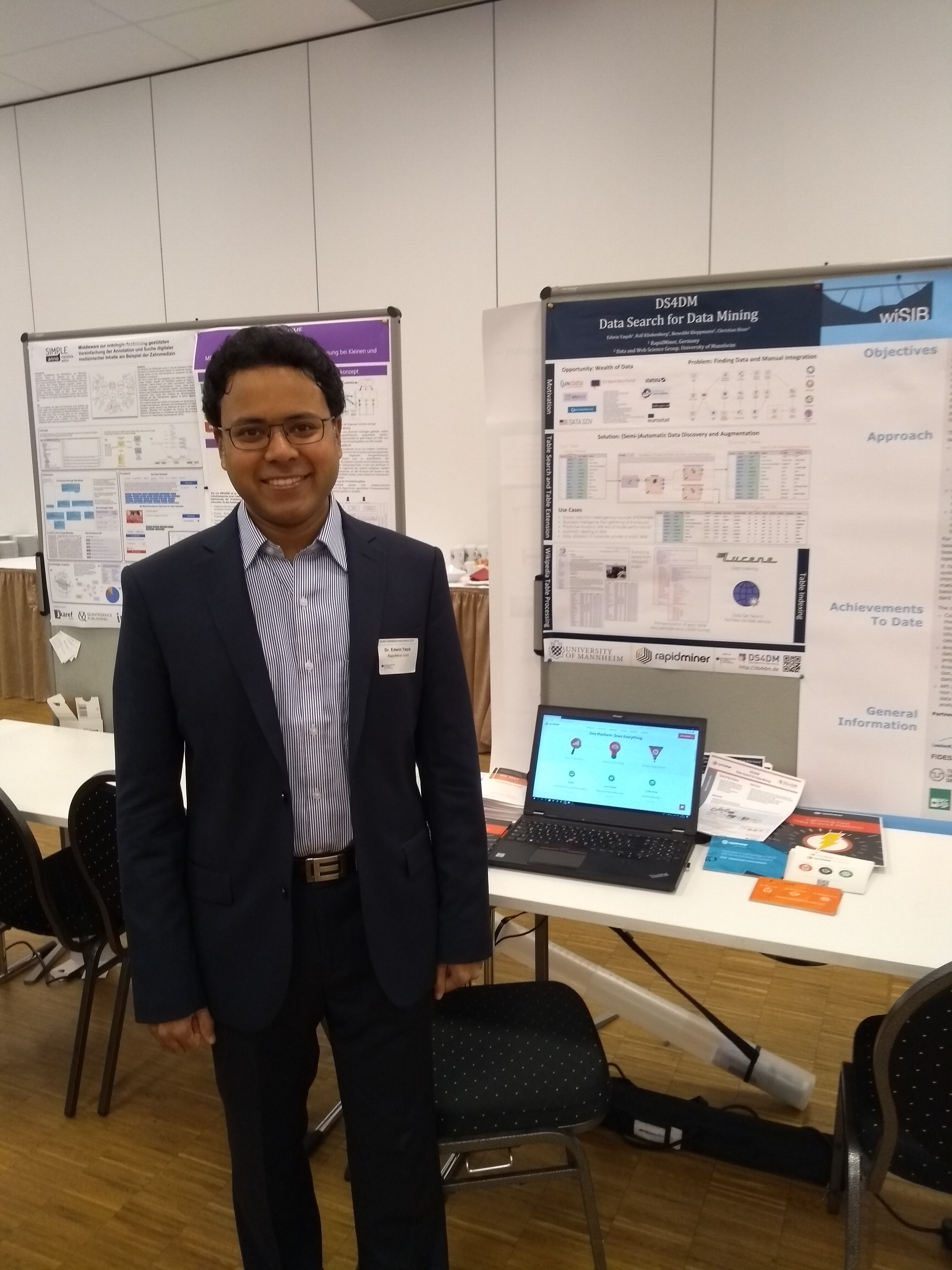Image showing DS4DM project researcher, Dr. Edwin Yaqub at the 6th KMU conference, 2018, in Berlin